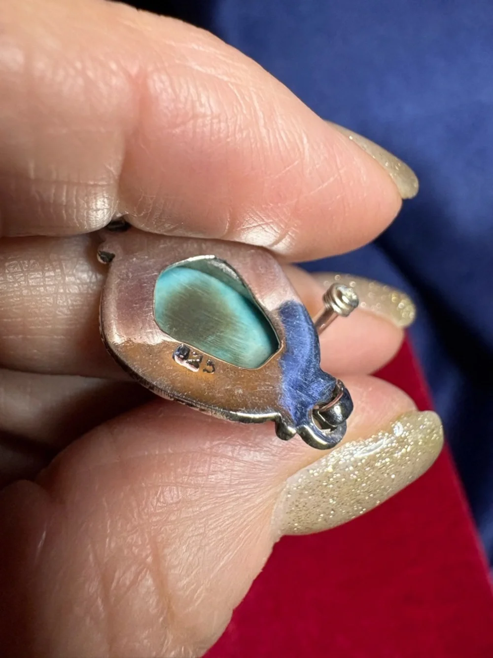 Bracelet Natural Raw Turquoise Stone Sterling Silver Link Bracelet Southwestern